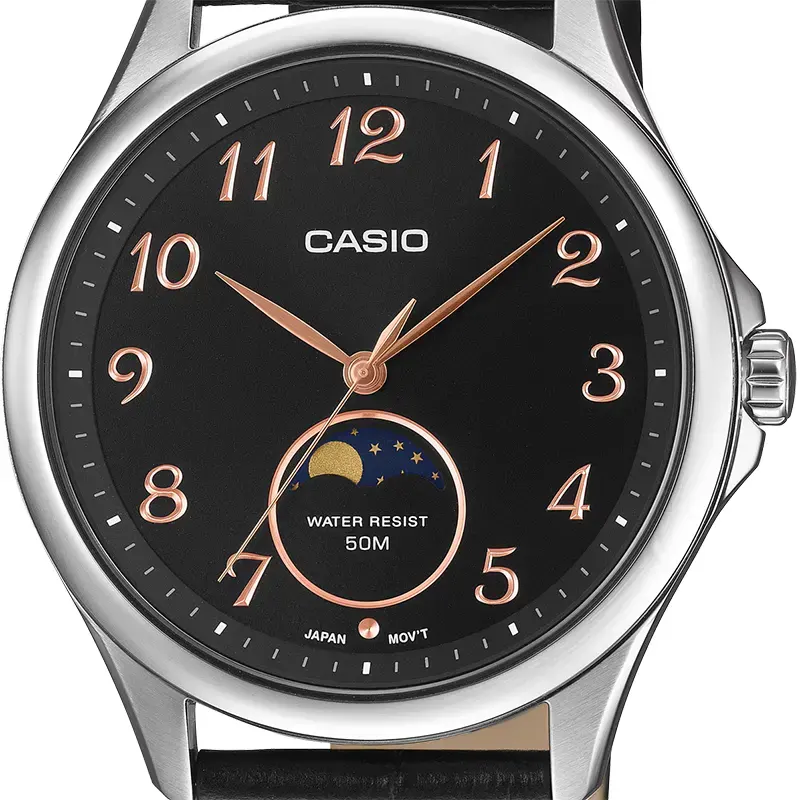 Casio Enticer Quartz Moon Phase Black Dial Men's Watch- MTP-M110L-1AV